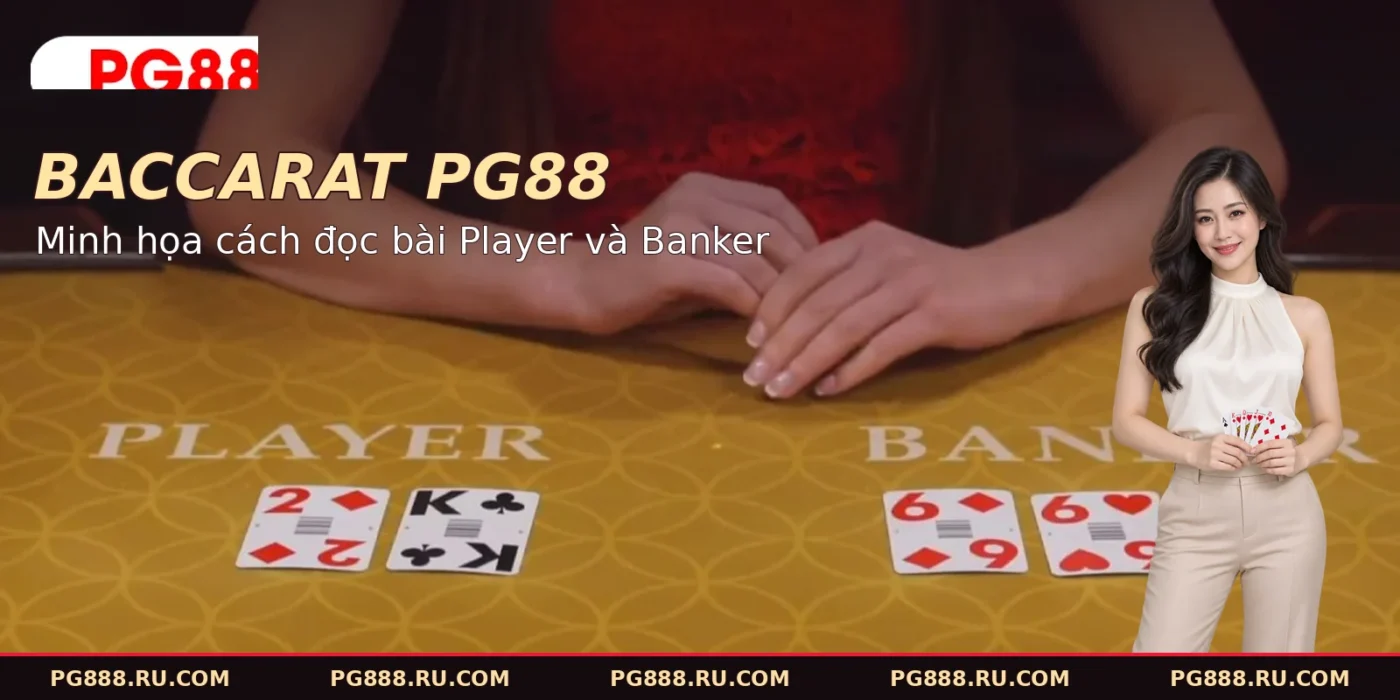 Baccarat PG88: hai vị trí bài Player và Banker trên bàn chơi.